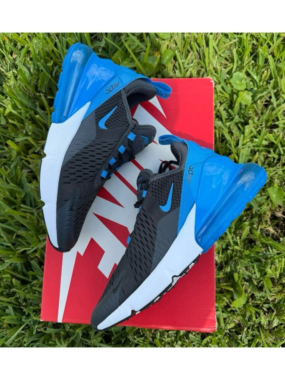 7Y | 8.5 WOMEN'S NIKE AIR MAX 270 GRAY / BLUE SPORTSWEAR SNEAKERS 943345-034